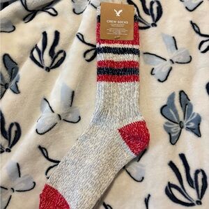American Eagle Outfitters Red and Gray Crew Socks